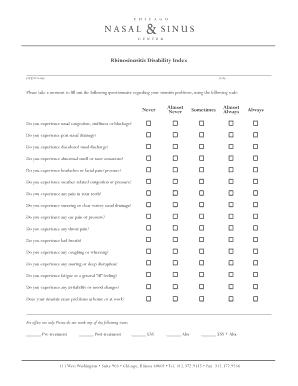 Rhinosinusitis Disability Index  Form