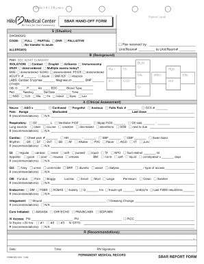 PDF Handoff Report Blank Form