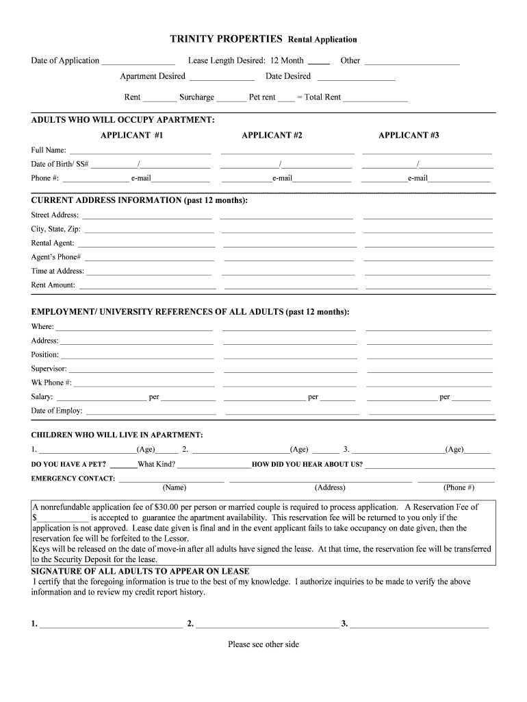 Rental Application PDF Fillable  Form