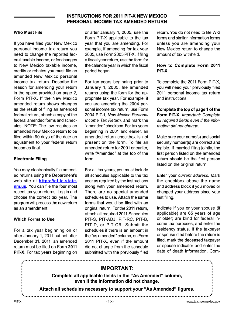  Pit X Amended State of Nm Form 2011