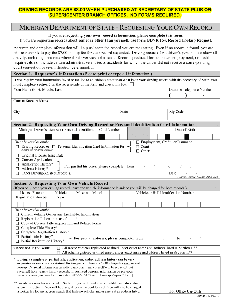 Michigan Form 153