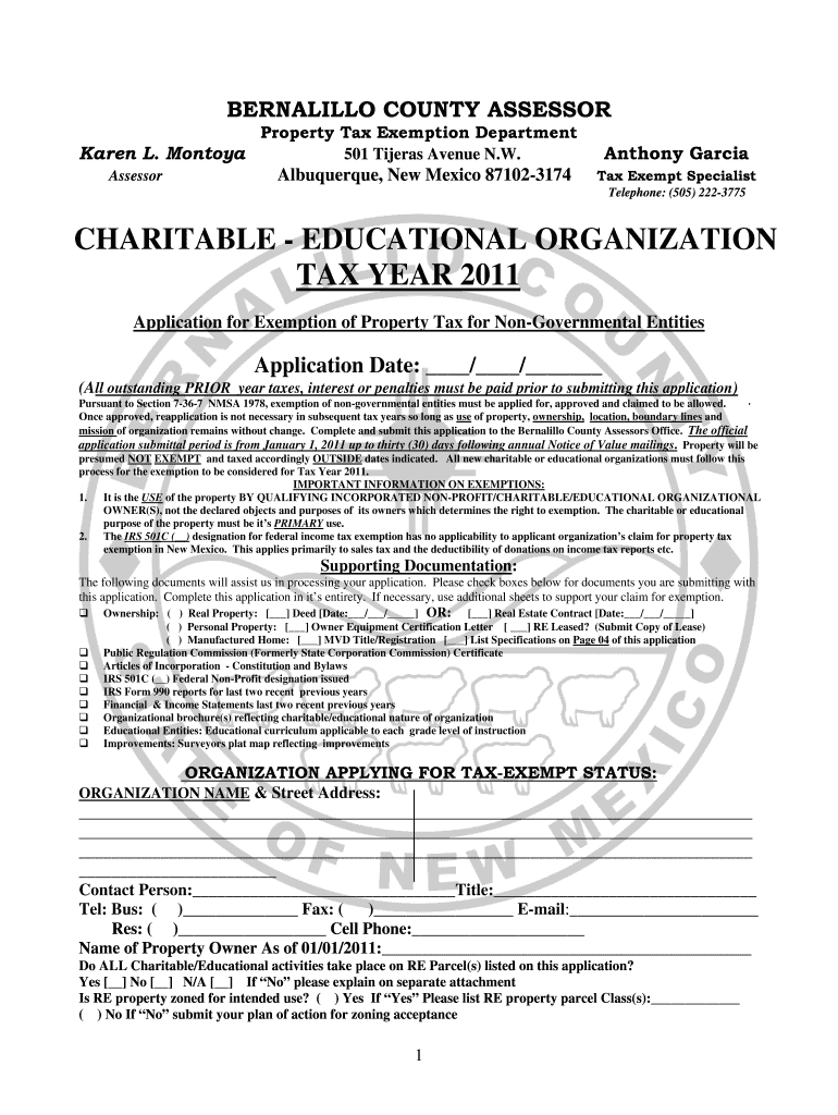 CHARITABLE  EDUCATIONAL ORGANIZATION TAX YEAR  Bernco  Form