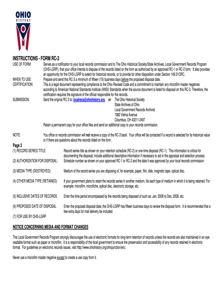 Ohio Historical Rc3 Form