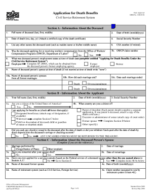 Omb Application for Death Benefits Form