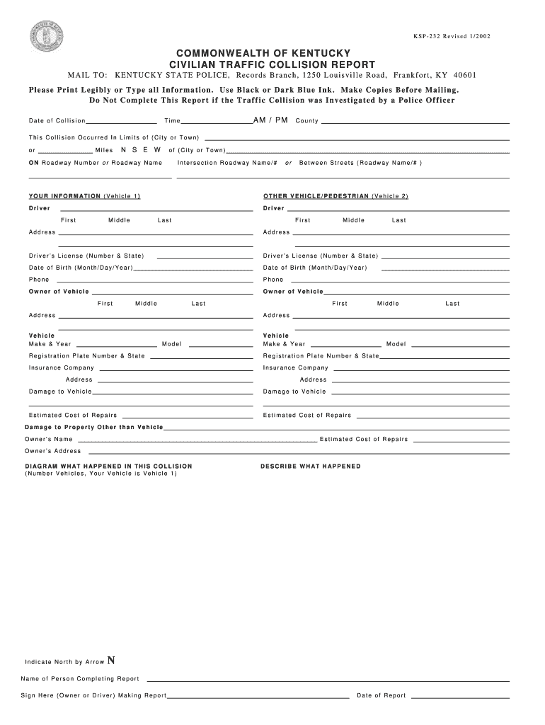  Civilian Traffic Report  Form 2002