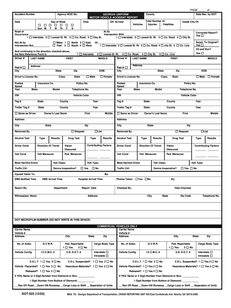 Accident Report Georgia  Form