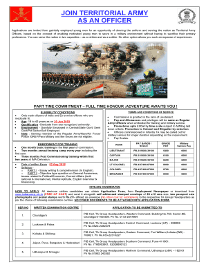 Territorial Army Photo and Signature Size  Form