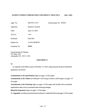 Revised Amendment Practice Form