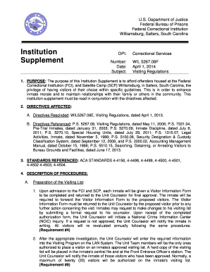 Williamsburg Federal Correctional Institution  Form