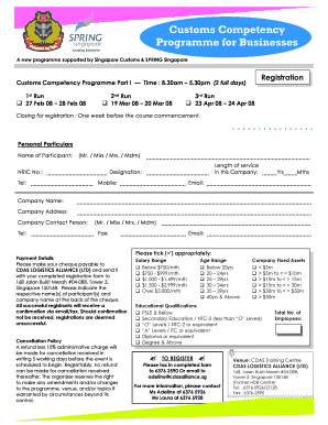 Customs Competency Test for Declarants  Form