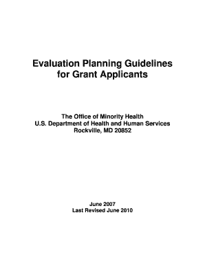 Evaluation Planning Guidelines for Grant Applicants Form