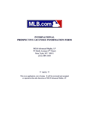 Mlb Licensing Application  Form