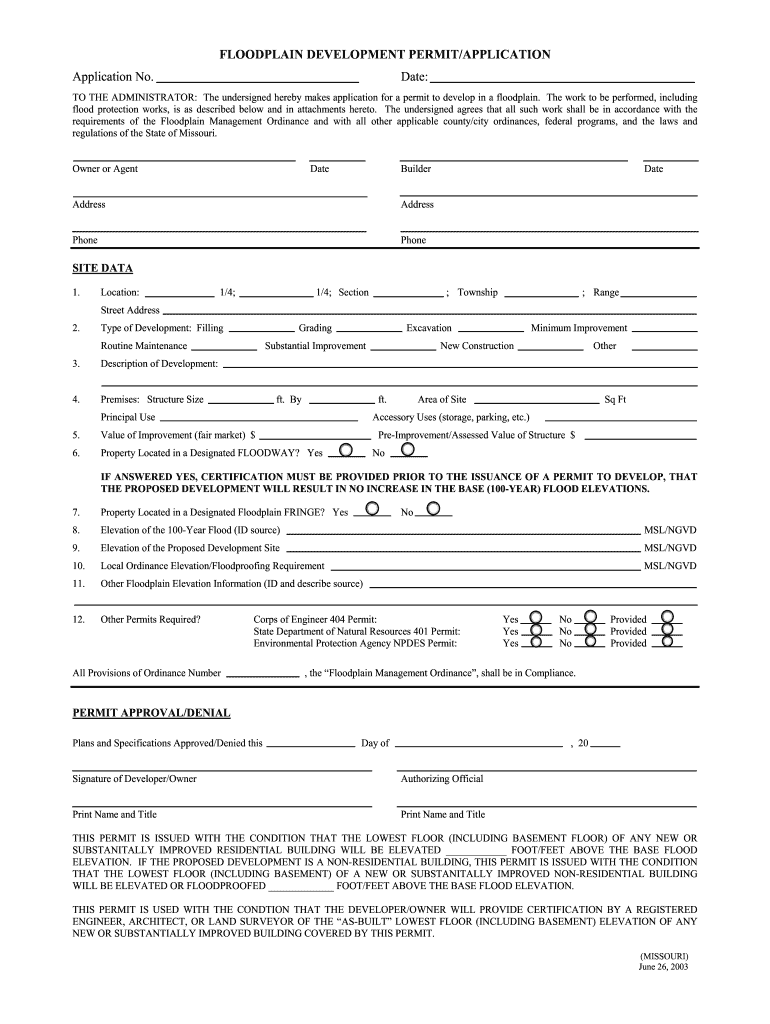  Springfield Mo Floodplain Developing Permit Form 2007