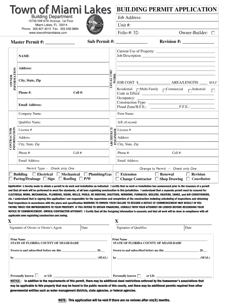 City of Miami Lakes Permit Search  Form