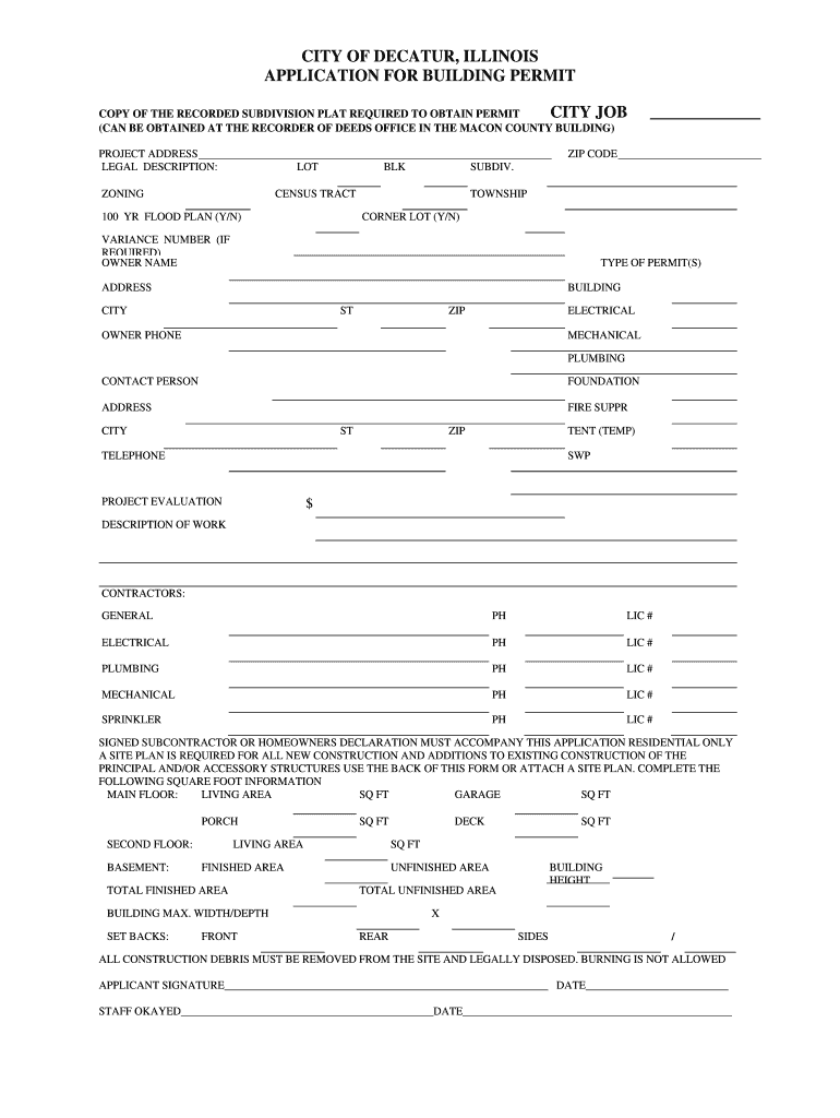 Il Decatur Permit  Form