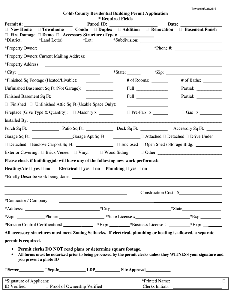 Cobb County Electrical Permit  Form
