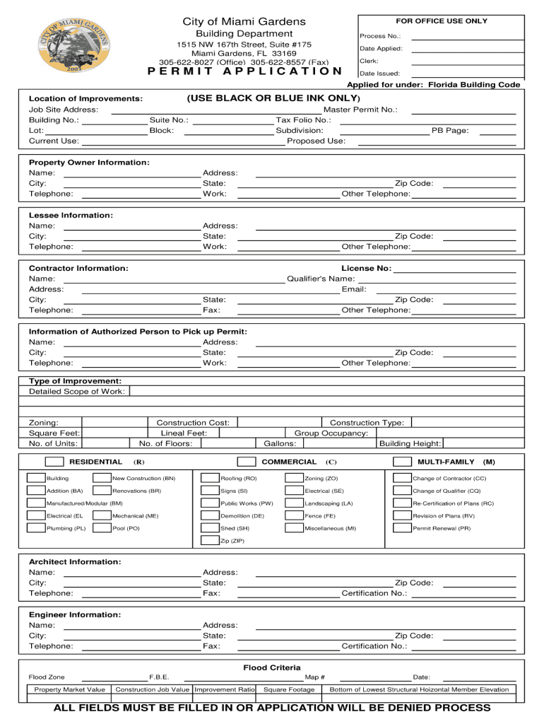 Miami Dade Building Department  Form