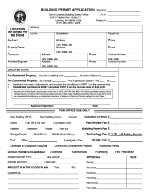  City of Lansing Building Permit Application 2011-2024