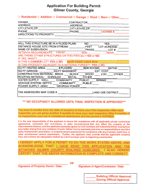 Gilmer County Residential Building Codes  Form