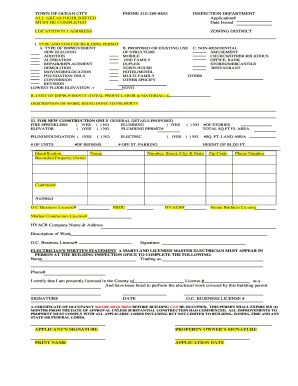 Town of Ocean City Building Permits  Form