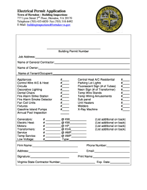 Town of Herndon Building Permit  Form