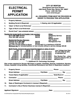 Renton Electrical Permit  Form