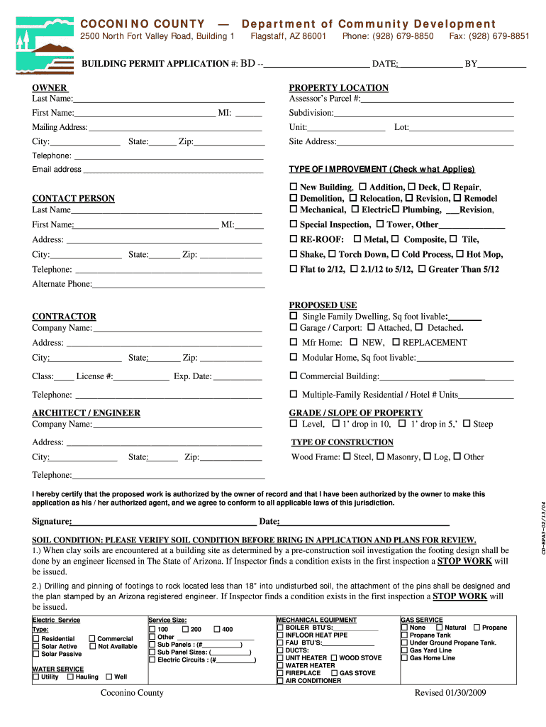 Coconino County Building Permits  Form