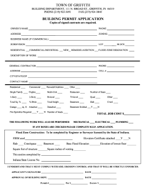 Griffith Indiana Building Department  Form