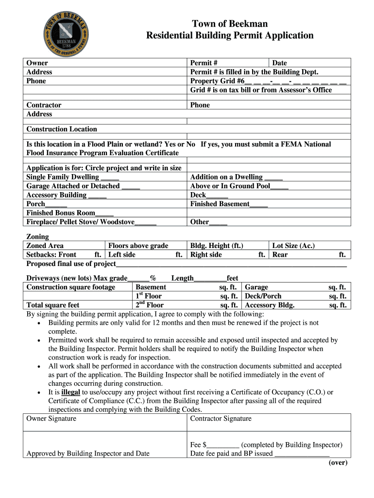 Beekman Building Department  Form