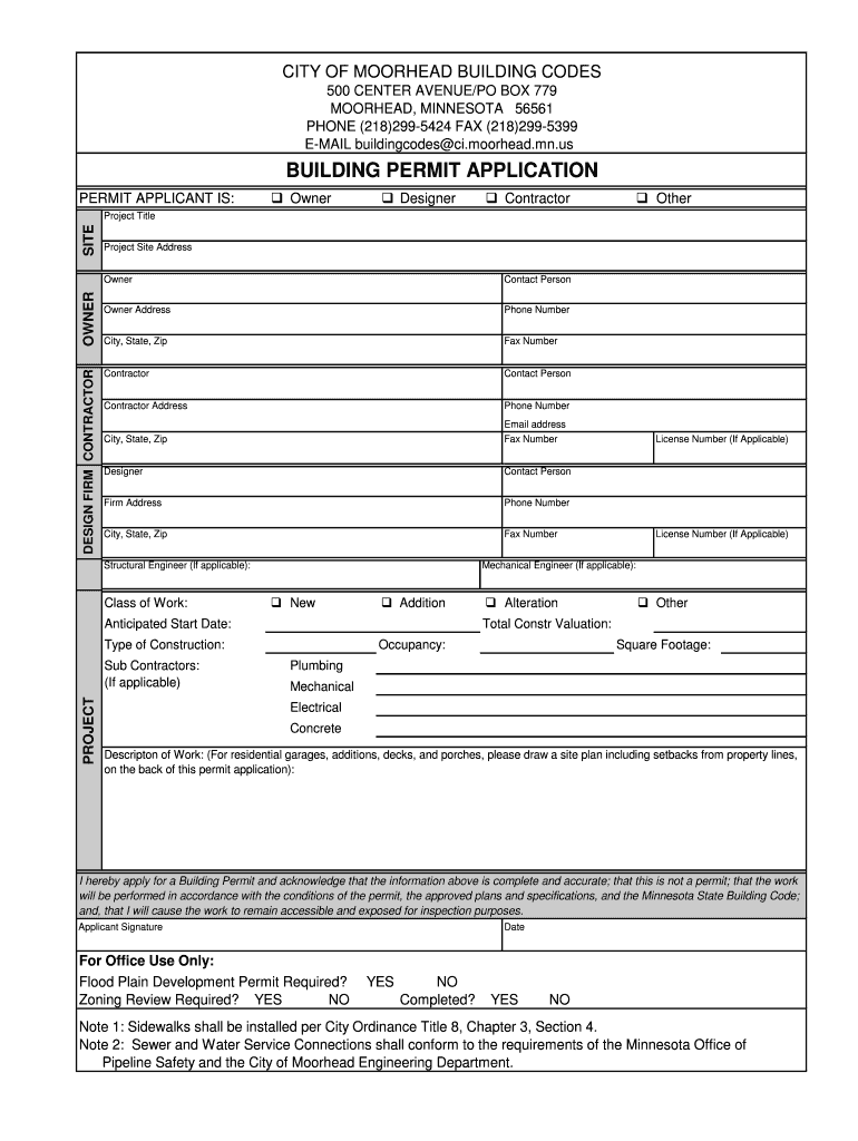 Moorhead Building Permits  Form