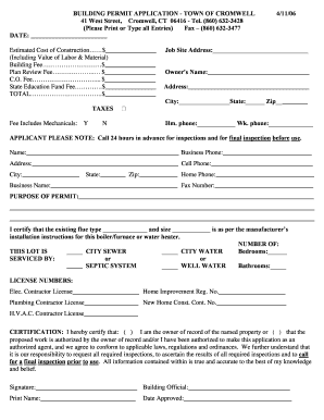 Cromwell Building Department  Form