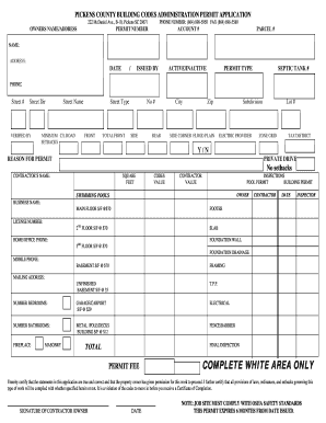 Pickens County Building Codes  Form