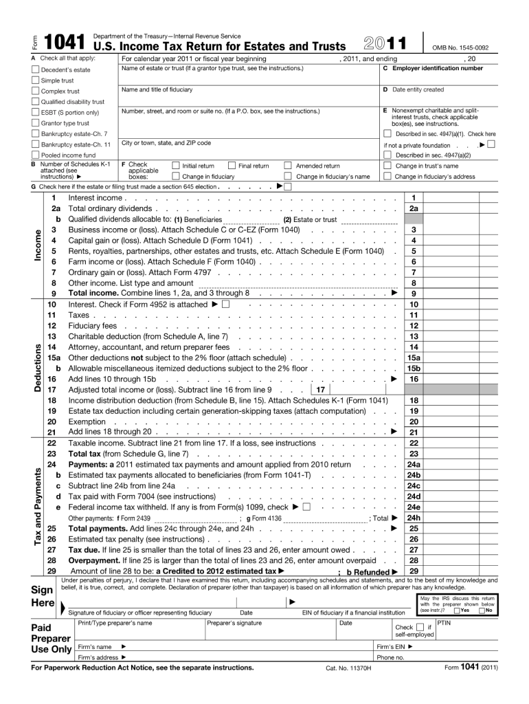  1041 Form 2011