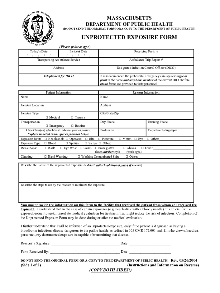 Ma Dph Unprotected Exposure  Form