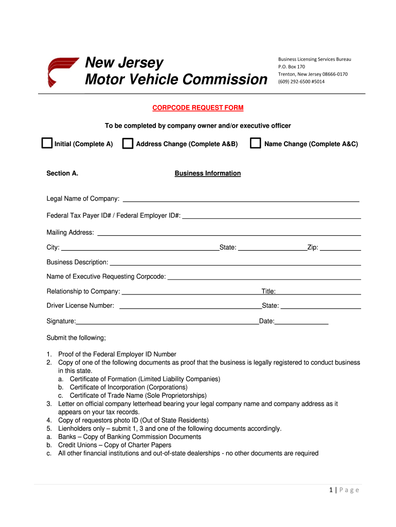  Nj Corp Code Form 2004-2024