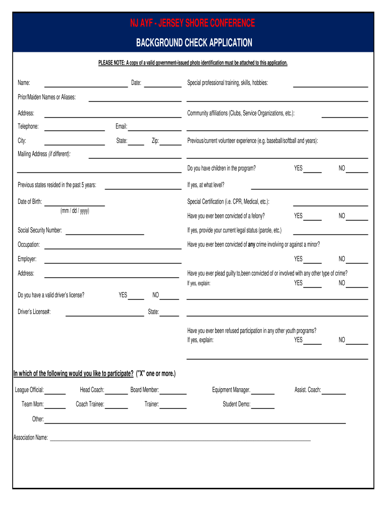 Jersey Shore Ayf  Form