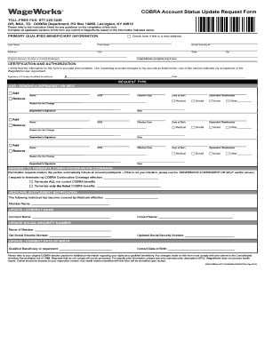 Cobra Account Status Update Request Form