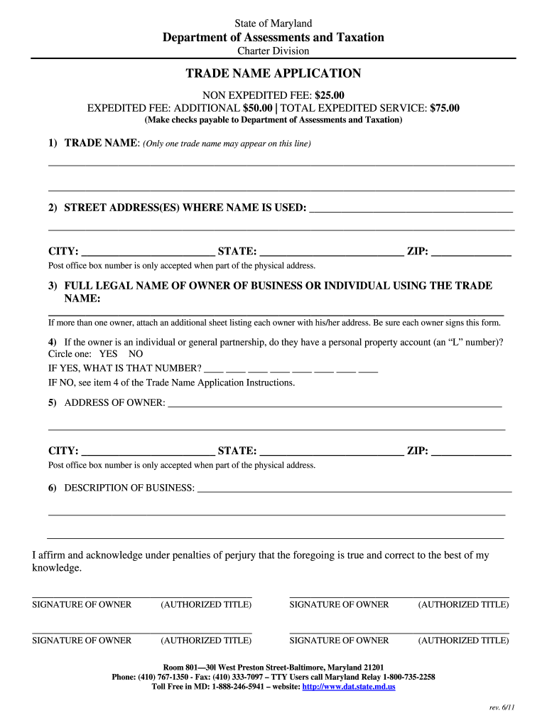 Get and Sign Trade Name Application  Form