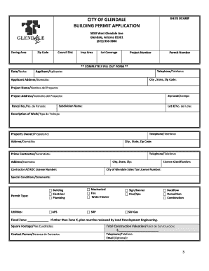 City of Glendale Permit Application  Form