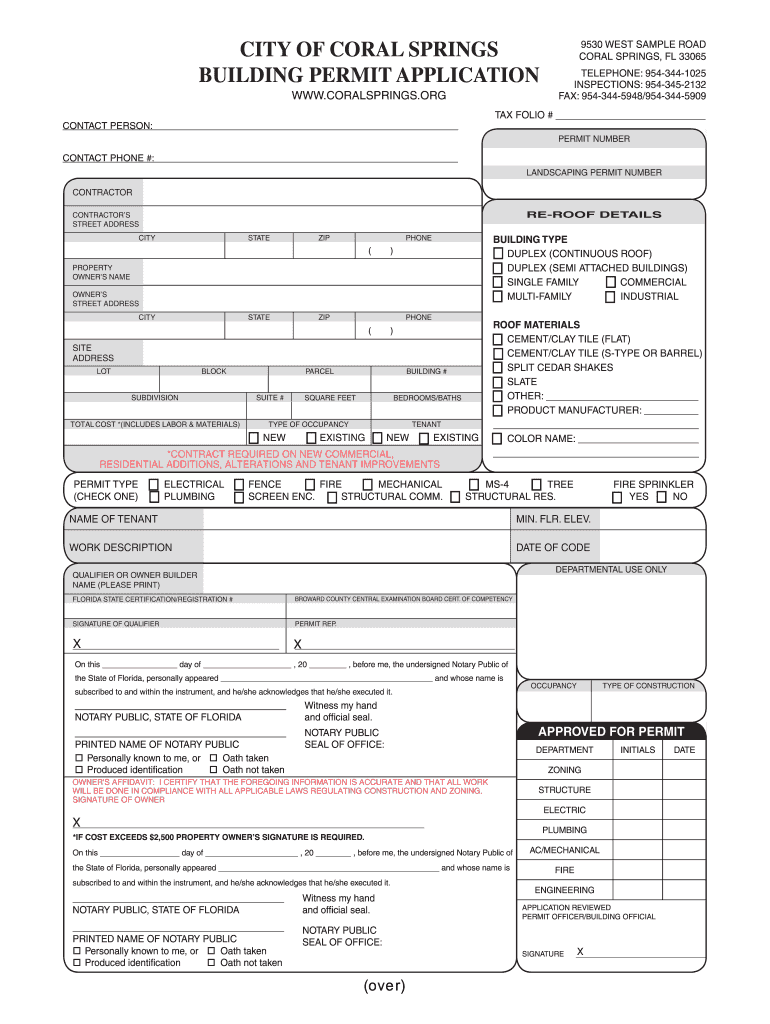 City of Coral Springs Building Department  Form