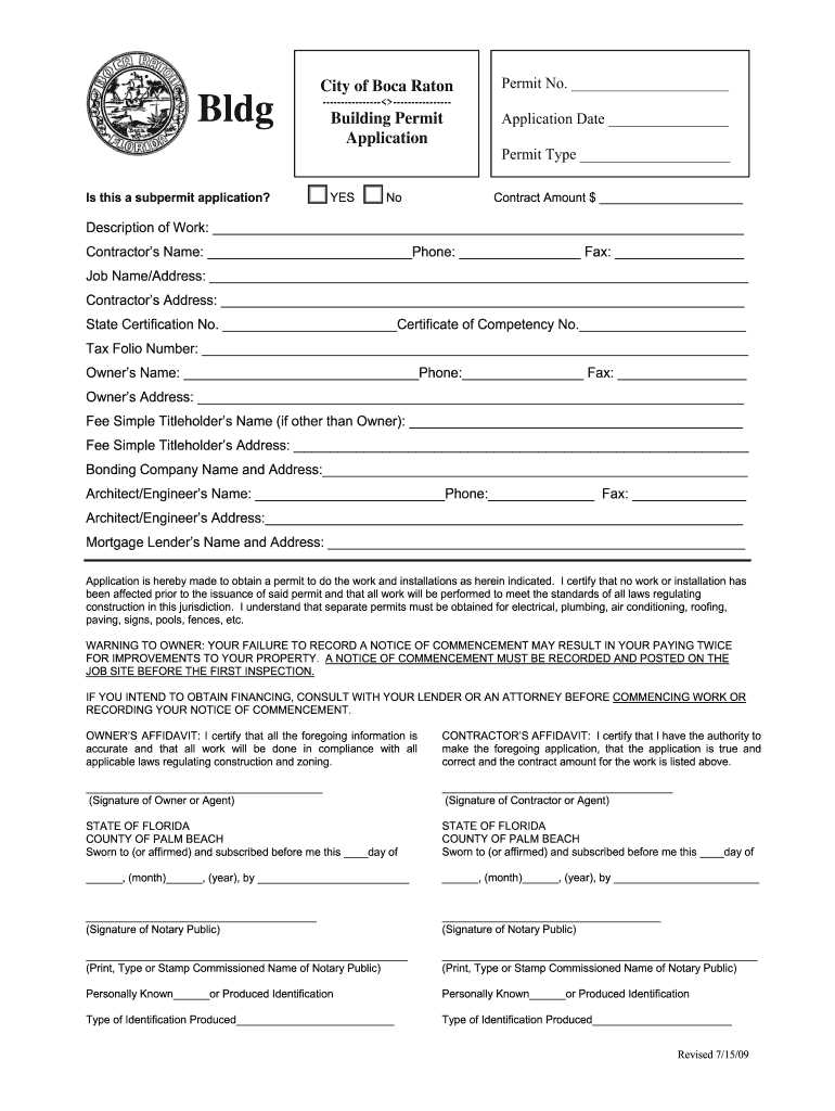  Boca Raton Permit Application 2009-2024