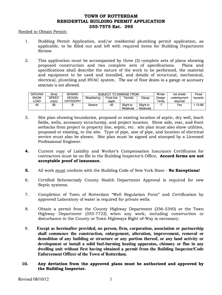 Town of Rotterdam Building Department  Form