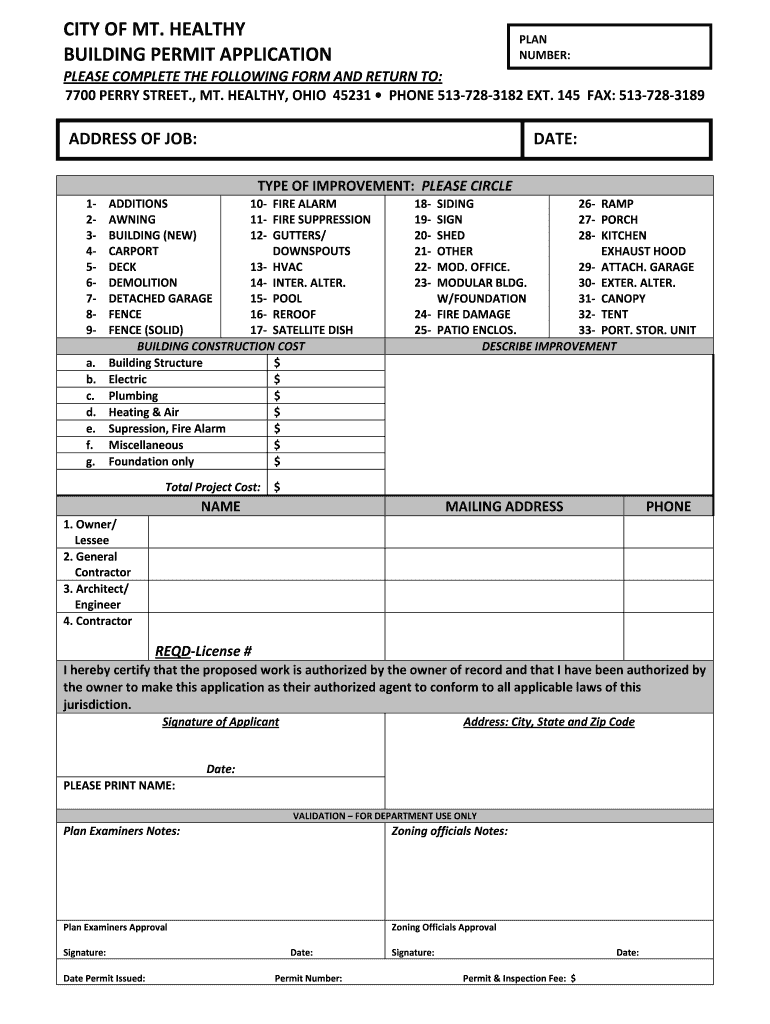 Bia Building Application  Form