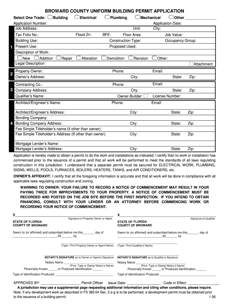 Broward County Permit Application  Form