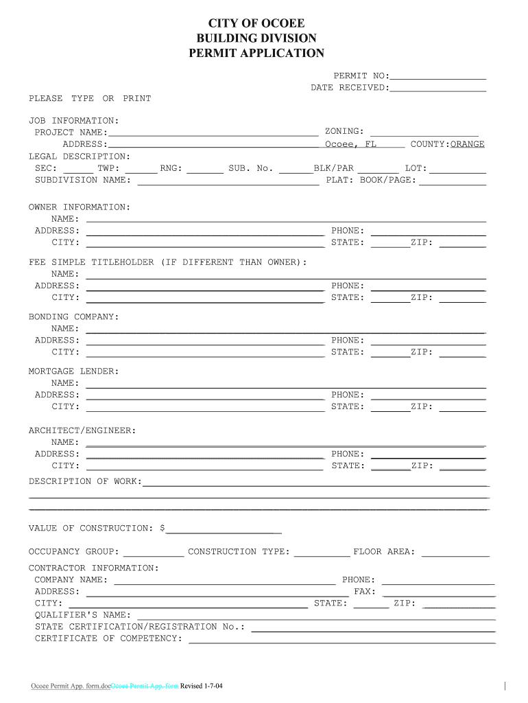  City of Ocoee Permitting 2004-2024