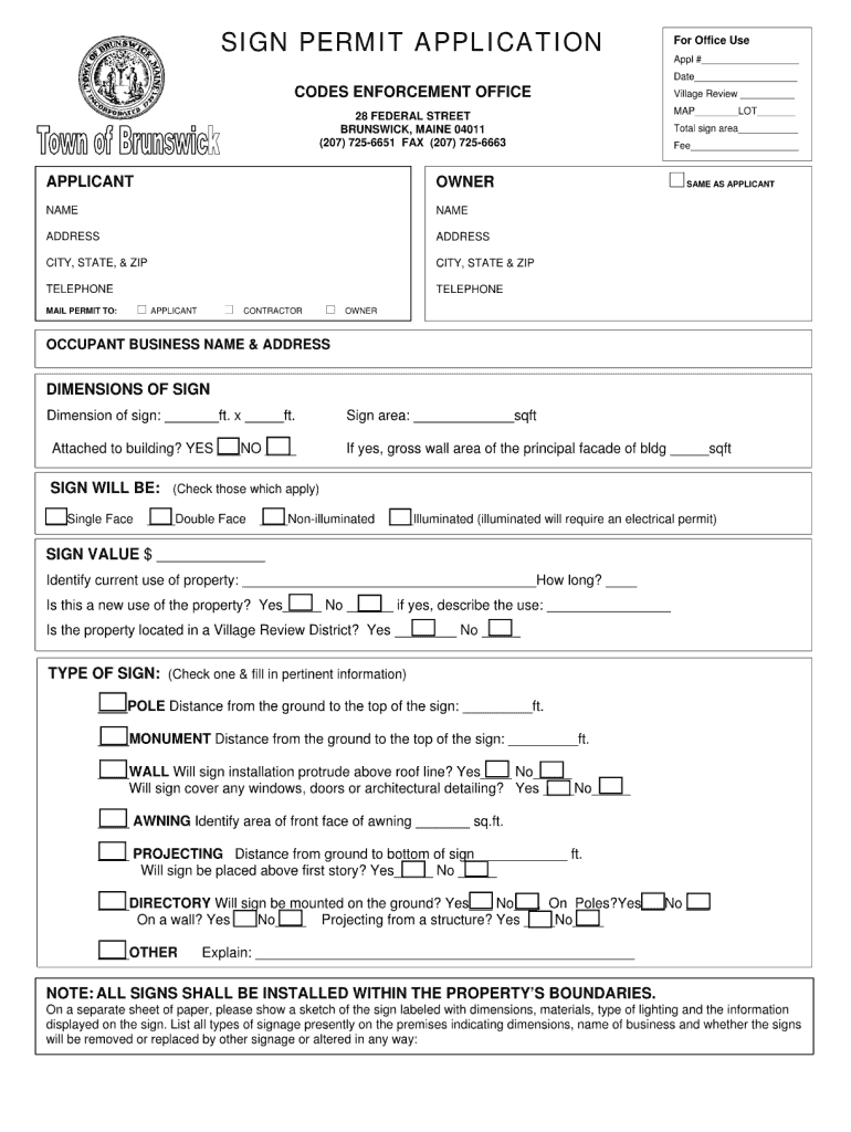 Town of Brunswick Building Permits Form