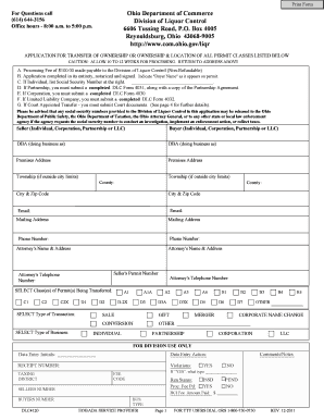 Ohio Dept of Liquor Control  Form