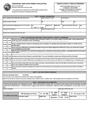 Application for Employee Permit State Form 43 Indiana