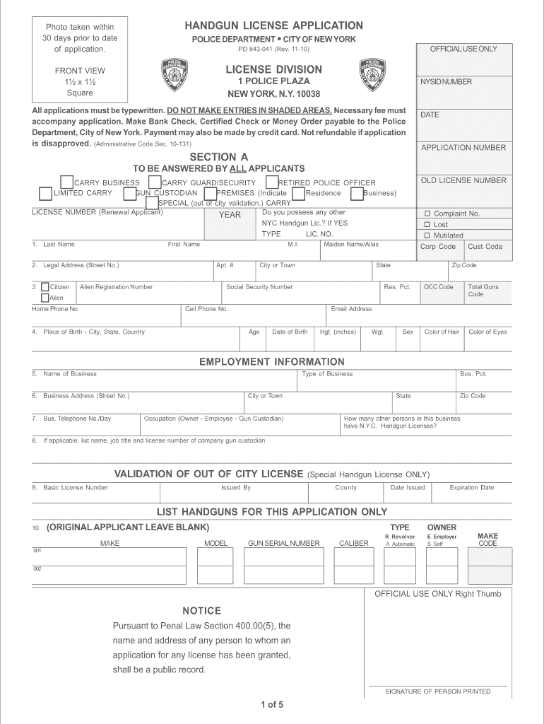  Gun Permit in Ny 2010