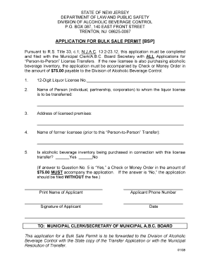 Nj Abc Bulk Sale Form